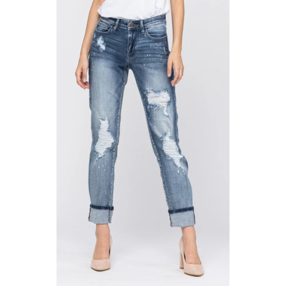Judy Blue Boyfriend Jean - Bleach Splatter - Size 5 / 27. Excellent condition